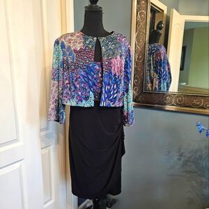 Dressbarn Embellished Paisley Midi Sleeveless Dress and Jacket Set